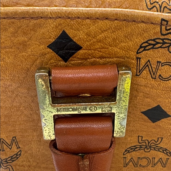 MCM Visetos Cognac Monogram Boston Bag with Crossbody Strap and COA - Picture 5 of 14
